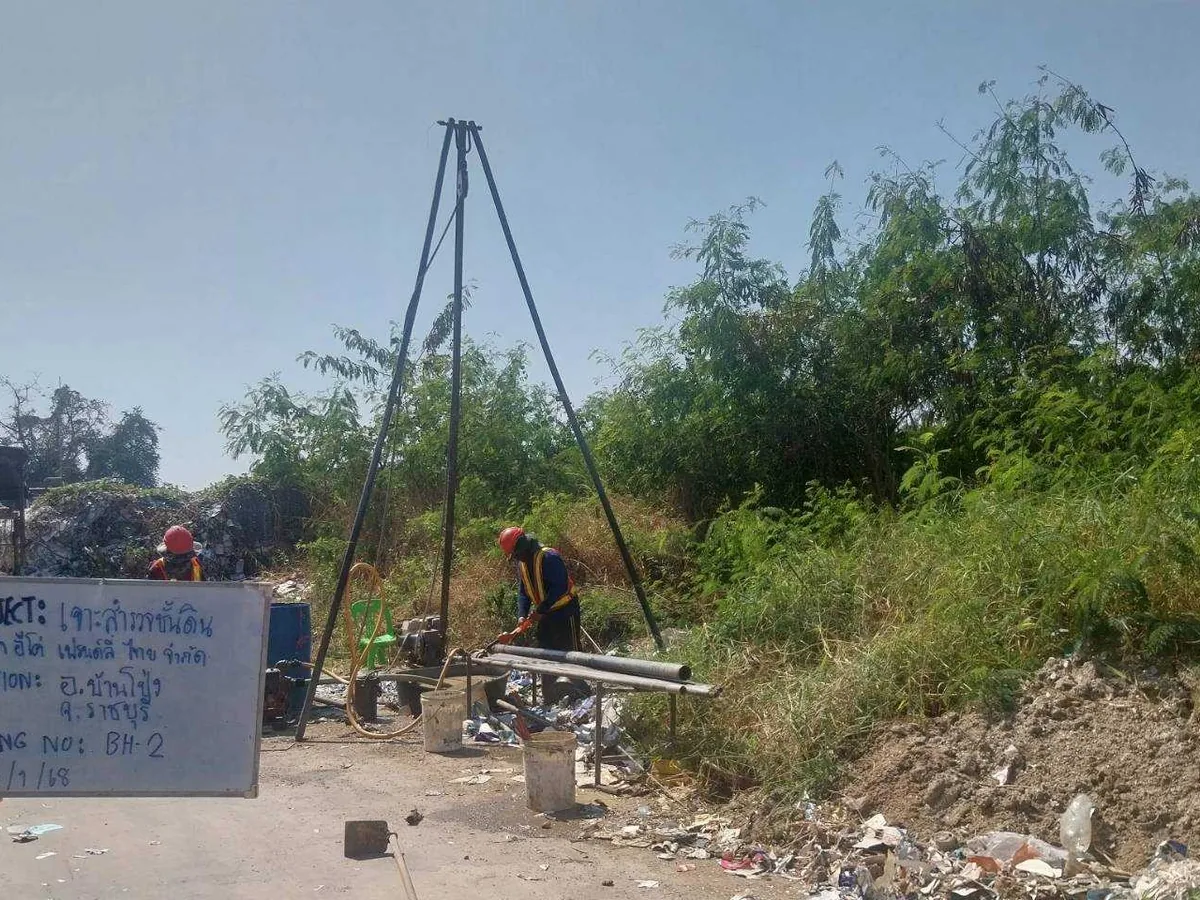 Borehole drilling at a construction project